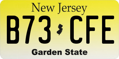 NJ license plate B73CFE