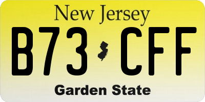 NJ license plate B73CFF