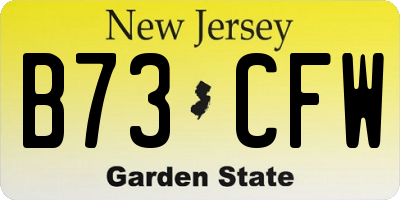 NJ license plate B73CFW