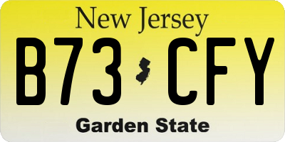 NJ license plate B73CFY