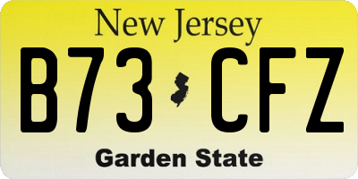 NJ license plate B73CFZ