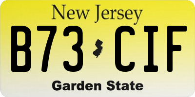 NJ license plate B73CIF