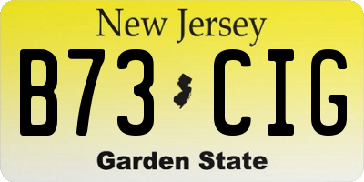 NJ license plate B73CIG