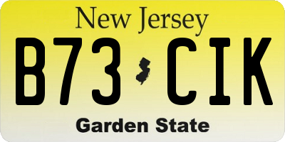NJ license plate B73CIK
