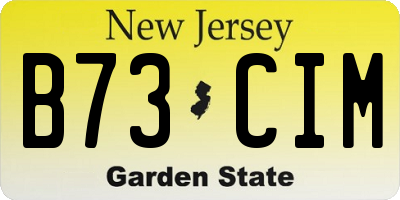 NJ license plate B73CIM
