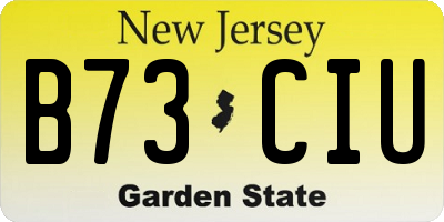 NJ license plate B73CIU
