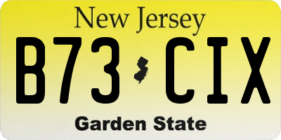 NJ license plate B73CIX