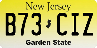 NJ license plate B73CIZ