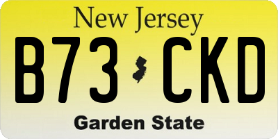 NJ license plate B73CKD