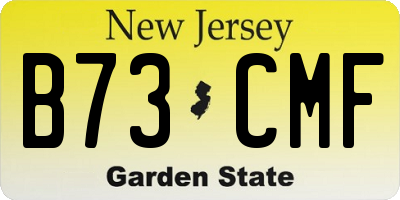 NJ license plate B73CMF