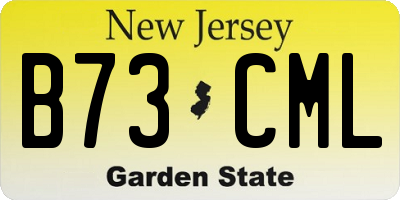 NJ license plate B73CML
