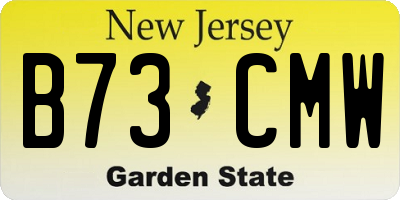 NJ license plate B73CMW