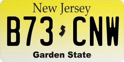NJ license plate B73CNW