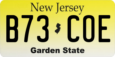 NJ license plate B73COE