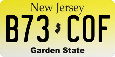 NJ license plate B73COF