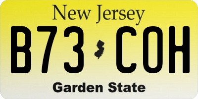 NJ license plate B73COH