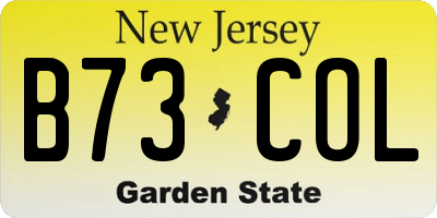 NJ license plate B73COL