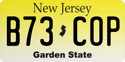 NJ license plate B73COP