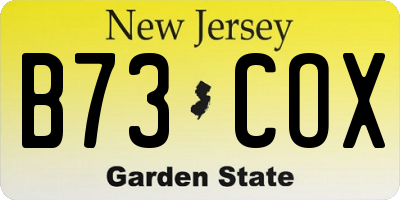 NJ license plate B73COX