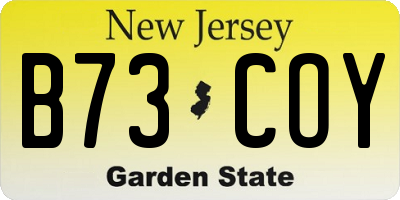 NJ license plate B73COY