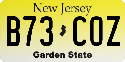 NJ license plate B73COZ