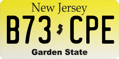 NJ license plate B73CPE