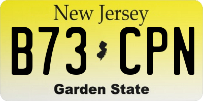 NJ license plate B73CPN