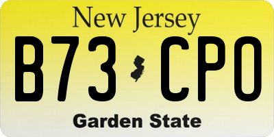 NJ license plate B73CPO