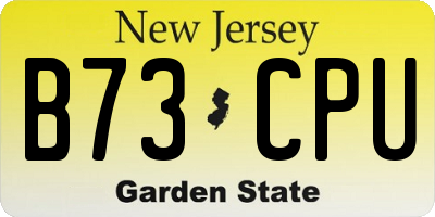 NJ license plate B73CPU