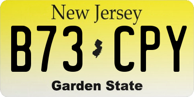 NJ license plate B73CPY