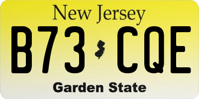 NJ license plate B73CQE