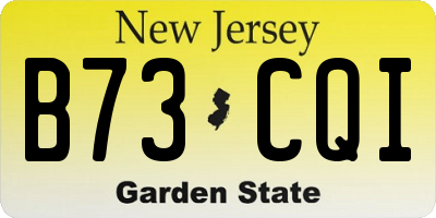 NJ license plate B73CQI