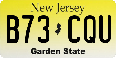 NJ license plate B73CQU