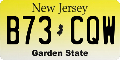 NJ license plate B73CQW