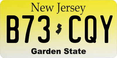 NJ license plate B73CQY