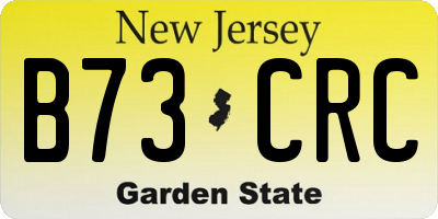 NJ license plate B73CRC