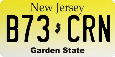 NJ license plate B73CRN