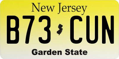 NJ license plate B73CUN