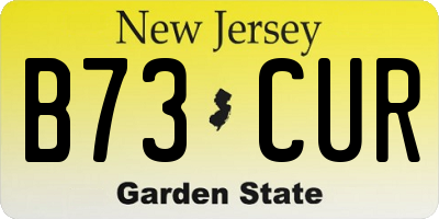 NJ license plate B73CUR