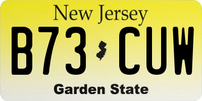 NJ license plate B73CUW