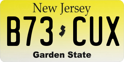 NJ license plate B73CUX