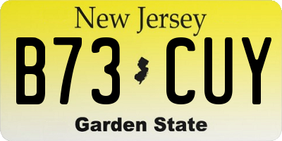 NJ license plate B73CUY