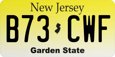 NJ license plate B73CWF