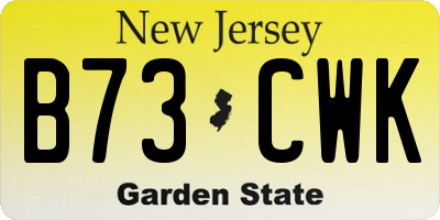 NJ license plate B73CWK