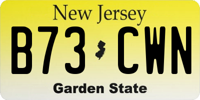 NJ license plate B73CWN