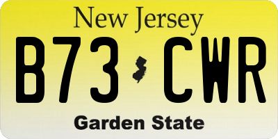 NJ license plate B73CWR