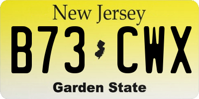 NJ license plate B73CWX