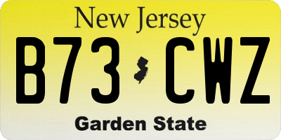 NJ license plate B73CWZ