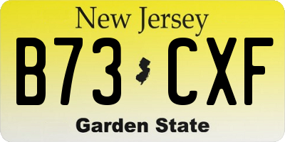 NJ license plate B73CXF
