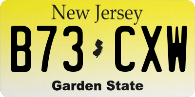 NJ license plate B73CXW